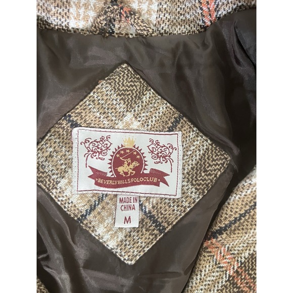 VTG Y2K Pink Brown Wool Plaid‎ Blazer Mean Girls Clueless Academia Sz M Tweed - Picture 3 of 10